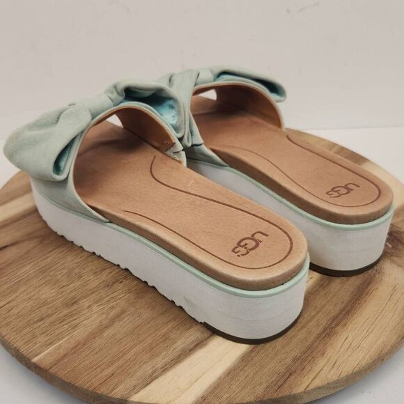 UGG Mint Green Bow Slide Sandals - Picture 4 of 8